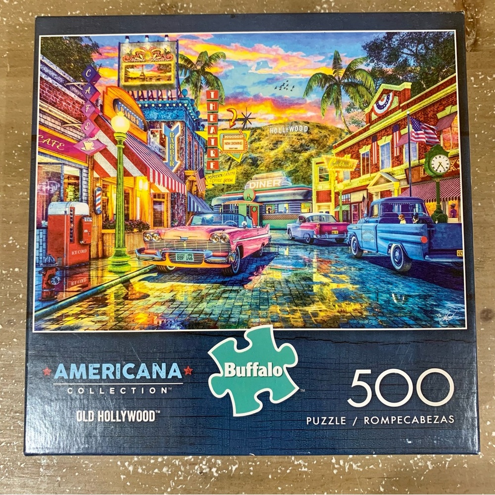2/$15 Buffalo Games 500-piece Americana Collection Old Hollywood Puzzle NIB